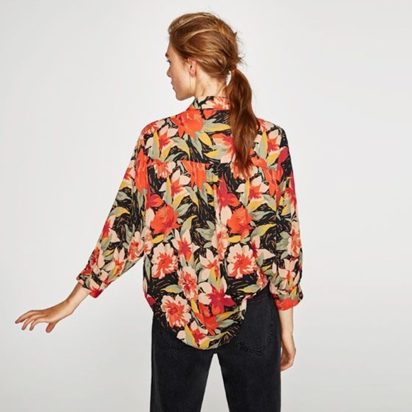 Zara Tops - Zara Floral Button Down Blouse
